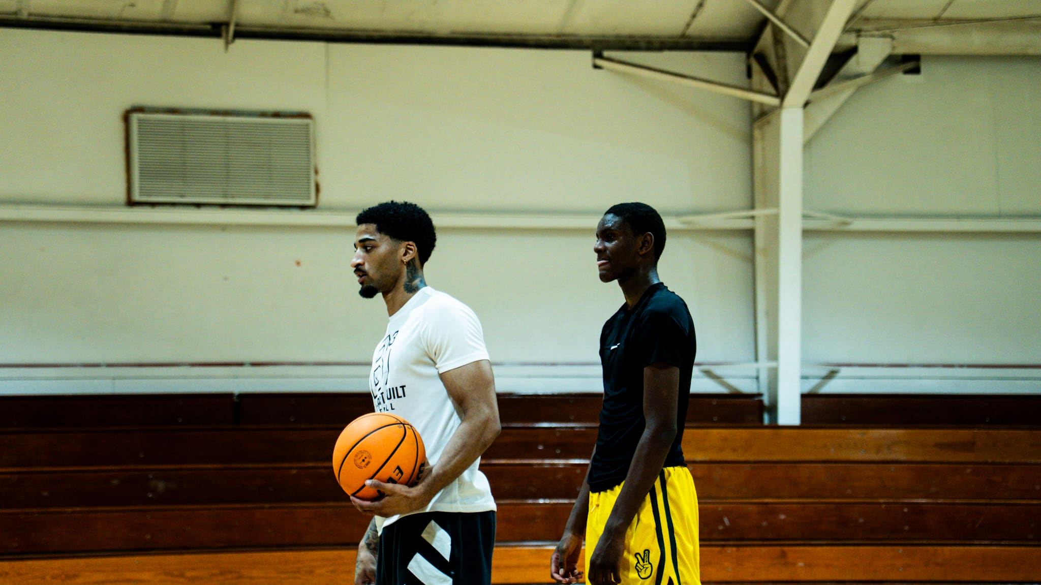Basketball players on the court